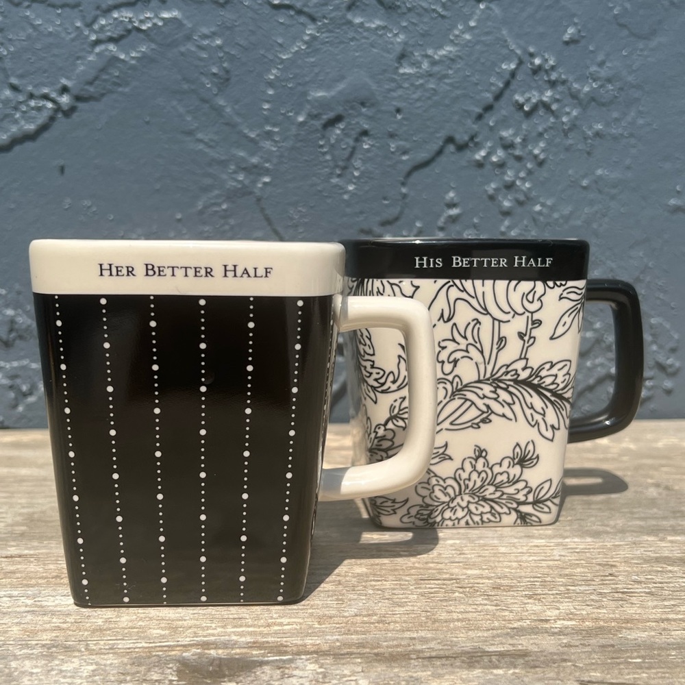 HALLMARK HIS AND HER BETTER HALF COFFEE WEDDING ENGAGEMENT MUG SET
